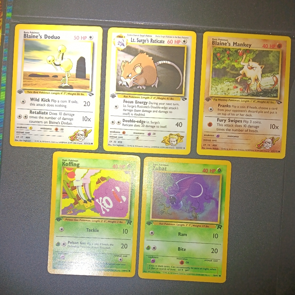 1st Edition Vintage Pokémon Cards Set – Gym Heroes & Rocket Series